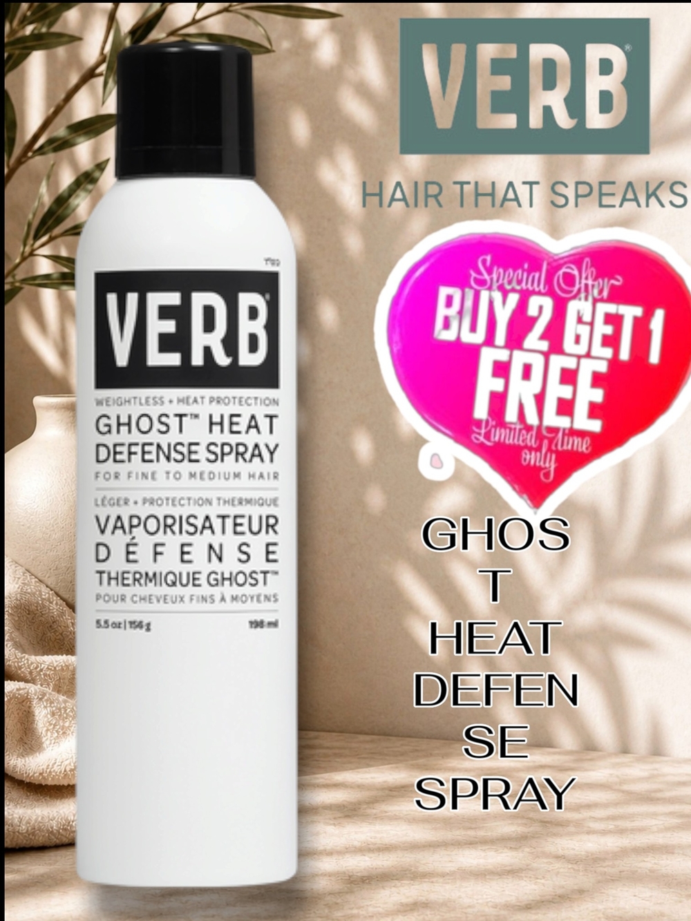 VERB GHOST OIL HEAT PROTECTANT FOR HAIR - NEW & FULL SIZE